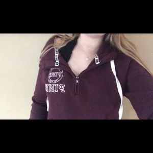 VS pink quarter zip hoodie (small)